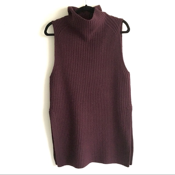 (SOLD) ARITZIA Sleeveless Cowl Sweater Burgundy - Picture 2 of 6
